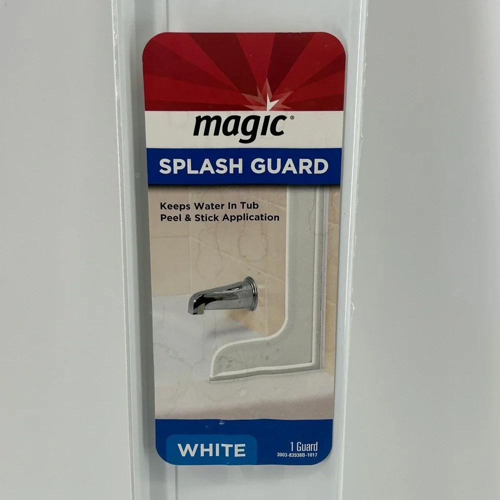 Magic Splash Guard White Peel Stick Bathtub Shower Water Seal 1 Tall Guard NEW